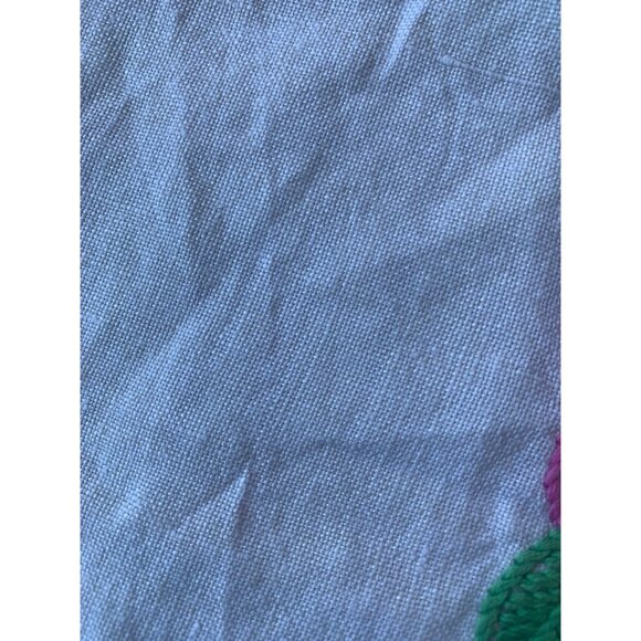 Hand Embroidered Roses Linen Table Runner Red Pink Yellow - Picture 3 of 4